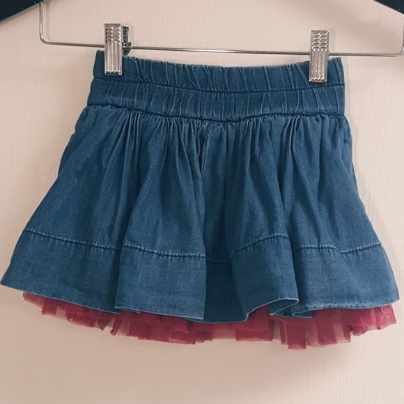 Baby GAP Chambray Skirt with Pink Tulle - Picture 1 of 2